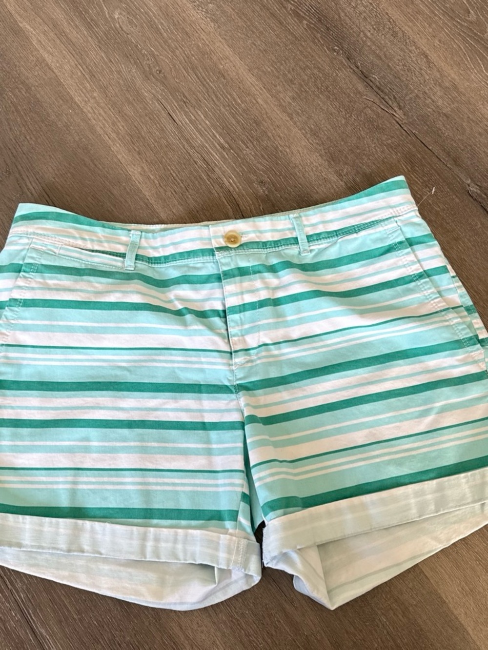 Banana Republic Mint Green and White Striped Shorts